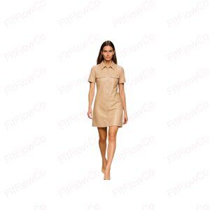 Mistress Rocks Vegan Leather Shirt Dress – Size XS – Camel Nude – NWT